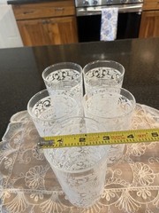Vintage MCM Anchor Hocking CHANTILLY Glass Tumblers 22K Gold Edge, set of 5, EUC