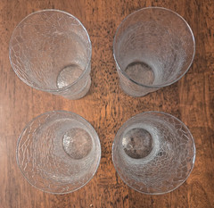 Set Of 4 L.E. Smith By Cracky Clear Glass Drinking Crackle Tumblers 5.5″ Vintage