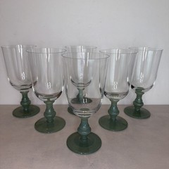 (6) Vintage Isabelle Green Iced Tea Goblets Glasses VILLEROY & BOCH Jade Stamped
