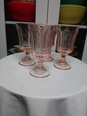 Lot Of 4 INDIANA GLASS COMPANY RECOLLECTION PINK MADRID WATER GOBLET DEPRESSION