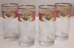 4 ROYAL DOULTON Albert LADY CARLYLE Floral Decor COOLER Glass HIGHBALL TUMBLERS