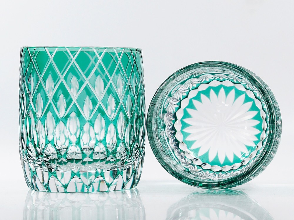 Collection Hand Cut Crystal Glass Rock for Whisky Brandy Cocktail Cold Drink 8oz