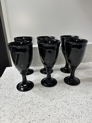 Vintage Nortake Sweet Swirl Wine Glass set of 6 Black 7.25” Wine