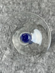 Cobalt Blue Spiral Swirl Stem Flared Rim Martini Glass 7” Tall. Preowned