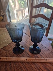 Lenox Hand BlownAntique Blue 6.75″×3.75″ Water Goblets Set of 2 EUC