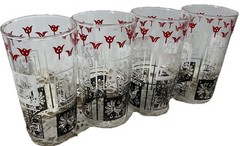 Set 4 MCM Vtg Anchor Hocking ButterPrint Amish Colonial Dutch Tumblers Glasses
