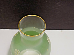Vintage Light Green Enameled Glass Bedside Carafe and Cup Tumble Up Set