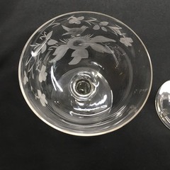 Vintage 1920s Gray Cut Birds Nests & Eggs Hand Blown Champagne Glasses, Lot Of 3