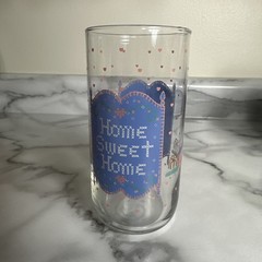 Vintage Pink and Blue Home Sweet Home Tumblers With Hearts (4) 16 And (4) 12oz