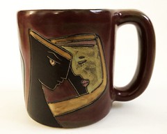 MARA MEXICO MEXICAN FOLK ART POTTERY CHUNKY CERAMIC ABSTRACT FACE COFFEE MUG CUP