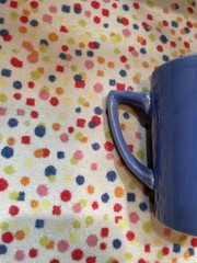 Homer Laughlin Riviera Handled Tumbler Mauve Blue Excellent