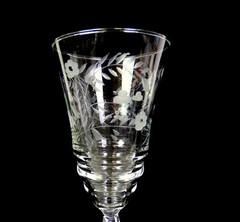Libbey Rock Sharpe Crystal Halifax Floral Set Of Three 6 3/8″ Iced Teas 1940-60s