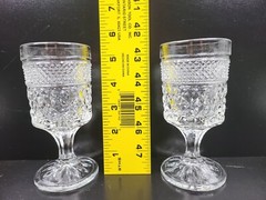 8 Anchor Hocking Wexford Claret Wine Glasses Set Vintage Cut Etched Bar Ware Lot