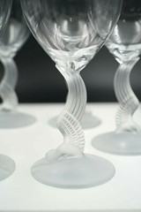 – ONE – Lenox Swan Lake Water Wine Goblet Glasses Frosted Stems 7 5/8″