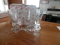 PRINCESS HOUSE 4 CRYSTAL FANTASIA FOOTED WATER / WINE TUMBLER GLASS w BOX #519