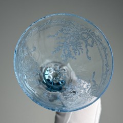 SET OF 6 Fostoria JUNE BLUE Goblets Elegant Etched Water Glases 10oz 8 1/4″