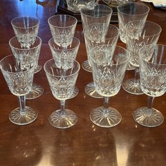 Set Of 6 Waterford Lismore Water Glasses And 6 Wine Glasses. Signed.All Perfect