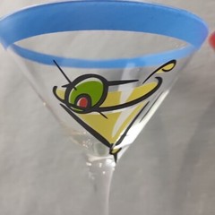 4 SILVESTRI Cocktail Martini Glasses Colorful Olive Read Description