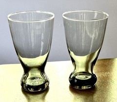 Vintage Libbey smoke gray 2 pilsner Glasses MCM weighted dark base.