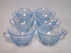 Fostoria JUNE (AZURE BLUE) Tea Cups SET OF SIX More Here