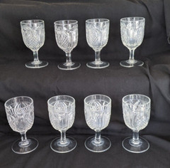 SET OF 8 EAPG NEW ENGLAND PINEAPPLE GLASS GOBLETS