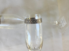 Miller Rogaska Crystal Checkered Accent Wine Champagne Flute Reed & Barton 9.25″