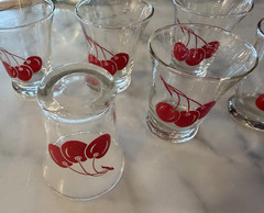 Bartlett Collins Cherry Glasses Vintage Barware Set of 6