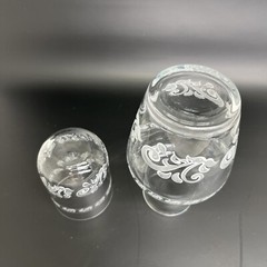 Vtg Crystal Clear Glass Tumble Up Bedside Carafe & Glass Turkey 8”