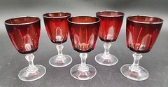 Cristal D’Arques Durand Red Gothic Cordial Glasses 3.25″ France Set of 5
