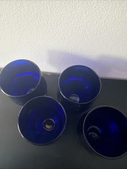 Vtg Set of 4 Georgian Cobalt Blue Viking Tumbler Glasses 12oz VTG 1970s