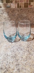 Vintage Libbey Glass Aqua Blue TEMPO 6oz Juice/Shot Tumbler Set of Two