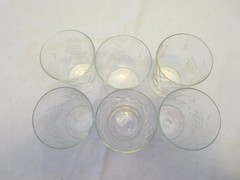 Set of 6 Vintage Etched Grape Optic Clear Glass 4” Tumblers