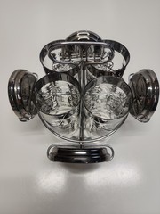 Kimiko Silvercrest Knight Coat Of Arms Tumbler Set Glasses Coasters And Rack MCM