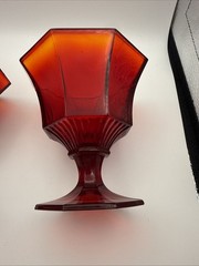 Vtg Ruby Red Alberina Octagon Juice/Wine Glasses Set Of 2