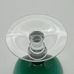 Emerald Green Sherbet 6 oz. W/Clear Stem and Base 4.75” Tall, Set of 2