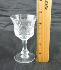 VINTAGE CUT GLASS OR CRYSTAL PORT/WINE GOBLET SET 11 FLARE CRISS CROSS ETCHED