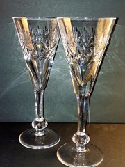 Vintage Spiegelau Treveris 8″ Crystal Flutes Champagne/Wine Set of 2