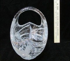 Crystal Basket Bowl Irena Handcut 24% Lead Glass Poland Flower Floral Box