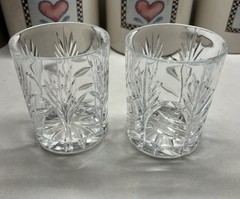 Fifth Avenue PORTICO Cut Crystal Lowball Whiskey Glasses, Set Of 2, Mint