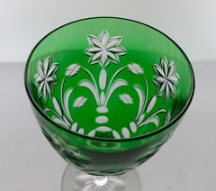 Emerald Green Cut to Clear American Brilliant Cut Glass Period Mystery Exc Cond