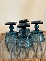 Set of 4 Vtg Colony Park Lane Blue 5 Oz. Champagne / Sherbet Glasses 4 1/4” H