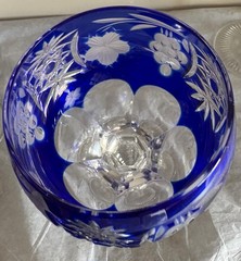 AJKA Crystal Marsala Water Goblet/Large Wine 7.8 oz Glass Cobalt Blue 8.5”