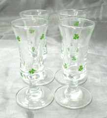 Vtg Unknown Mfg UNK6900 Shamrock Clover Leaf Set of 4~3+» Whiskey Cordial 1 oz