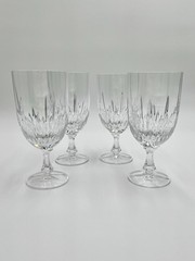 Set of 4 Signed Gorham Crystal Cut Glass Water Goblets – 7” High – Mint