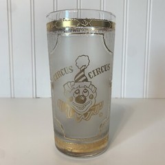 Vintage MCM Culver Barware Gold Frosted Circus Circus Casino Souvenir Glass