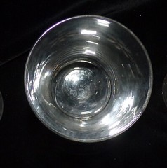 6 Vintage Clear Etched Drinking Glasses 4 1/2″ Tall