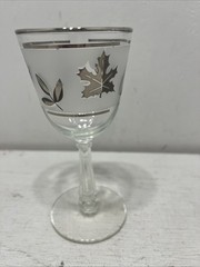 Vintage Libbey Glass Frosted Silver Foliage Leaves Wine Glass-5.5” Tall-6 oz.