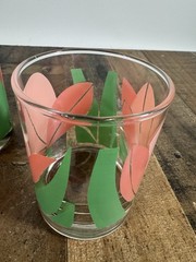 Vintage La Rue Pink Tulip MCM Glasses Barware Tumblers – Set of 4