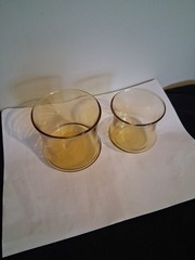 Curved Amber Short and Tall Tumblers Old Fashioned Brown Glass Set Of 6