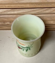 Heisey Glass Punty Band Mount Iron Minnesota Uranium Custard Glows Tumbler 4″ T